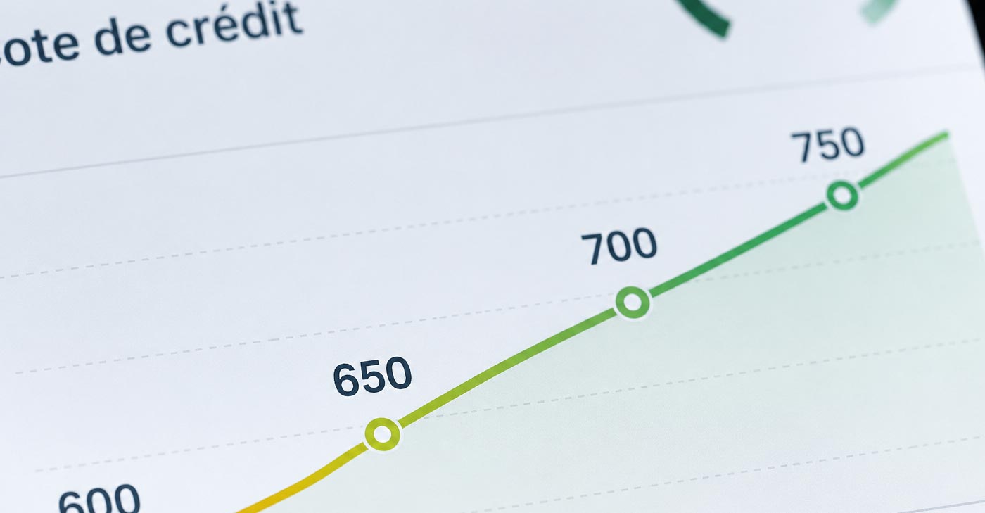 Graphique montrant une cote de crédit qui remonte progressivement
