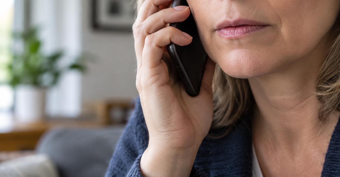 Personne inquiète qui répond à un appel téléphonique suspect